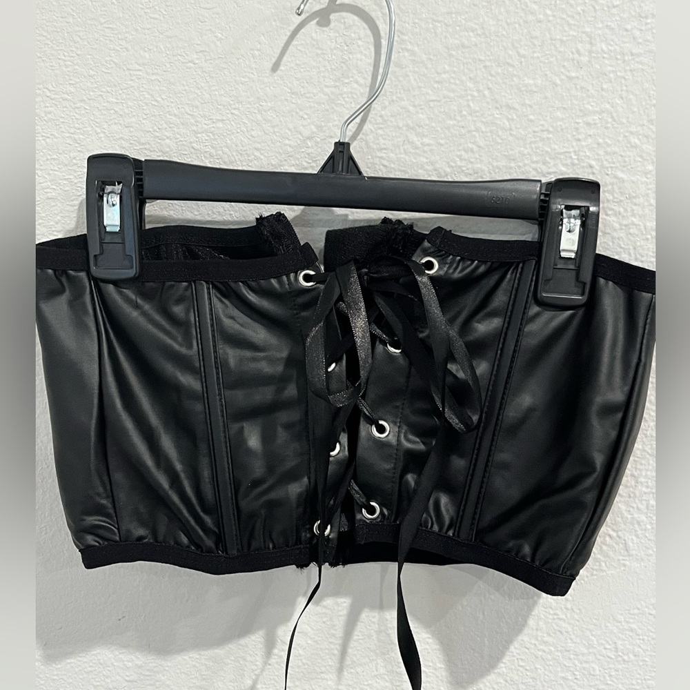 Black waist cincher corset with back zipper